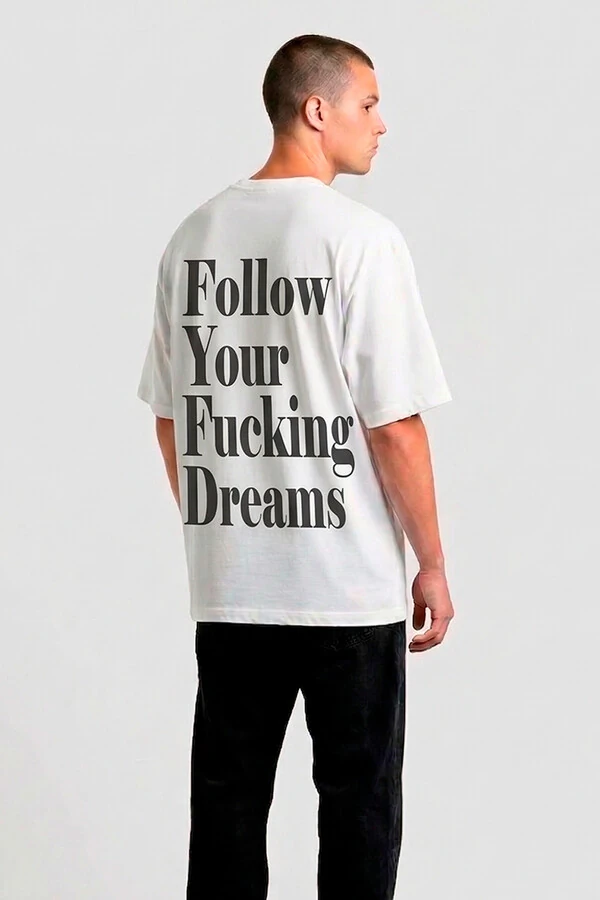 Camiseta oversized branca Dreams Back