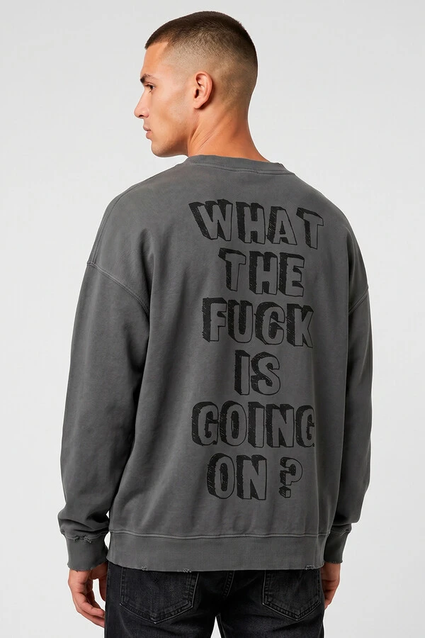 Blusa oversized de moletom estonado chumbo Now