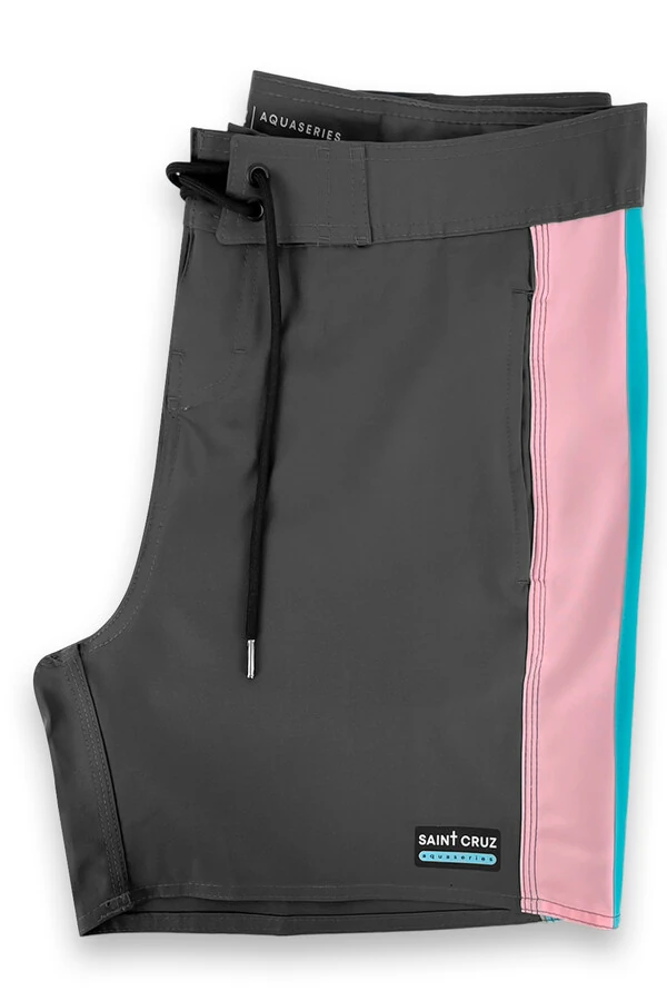 Bermuda retrô line Chumbo Rosa e Turquesa