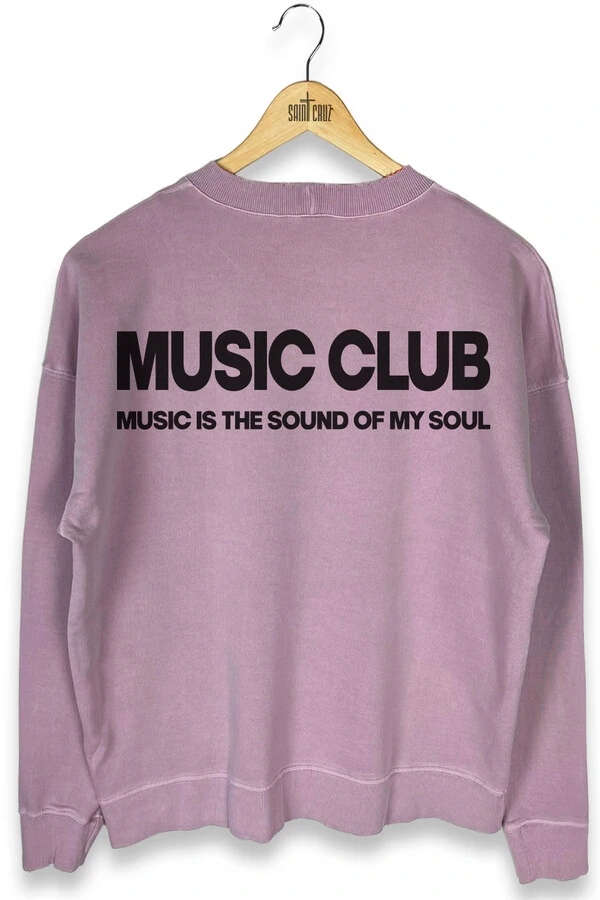 Blusa oversized de moletom estonado lilás Music Club