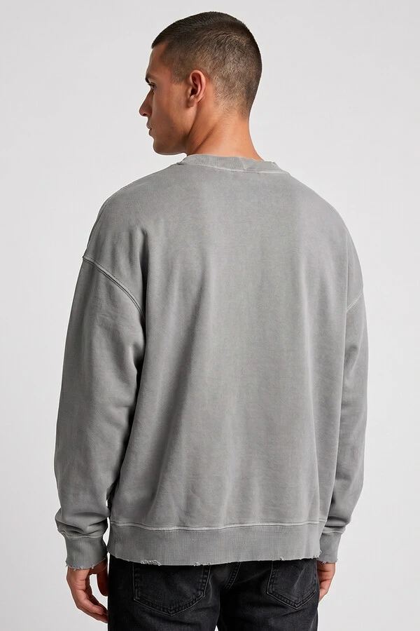 Blusa oversized de moletom estonado cinza Cross