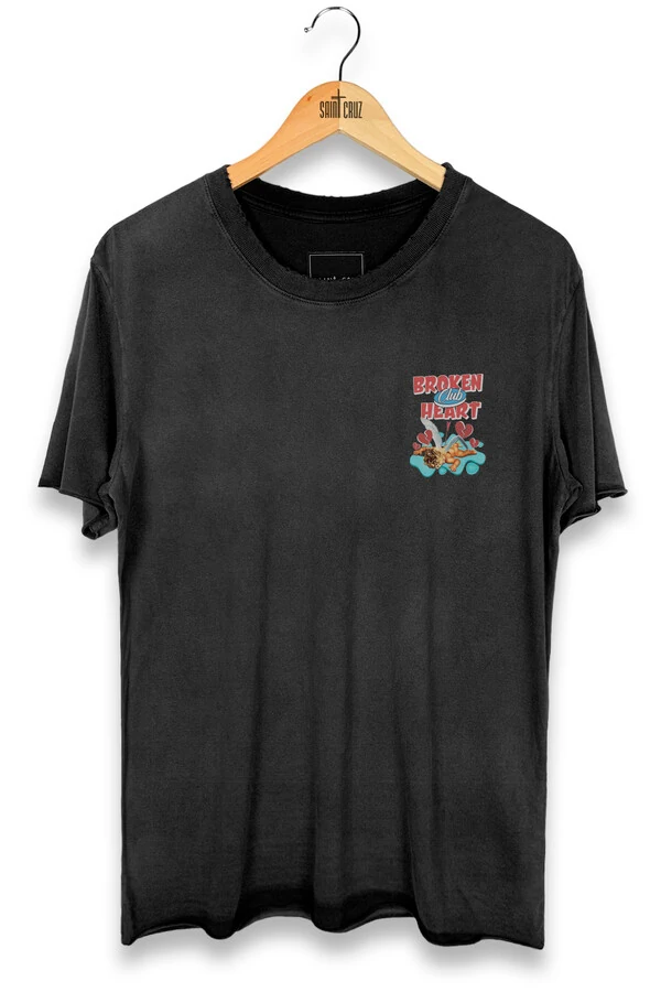 Camiseta preta Broken Front Outlet