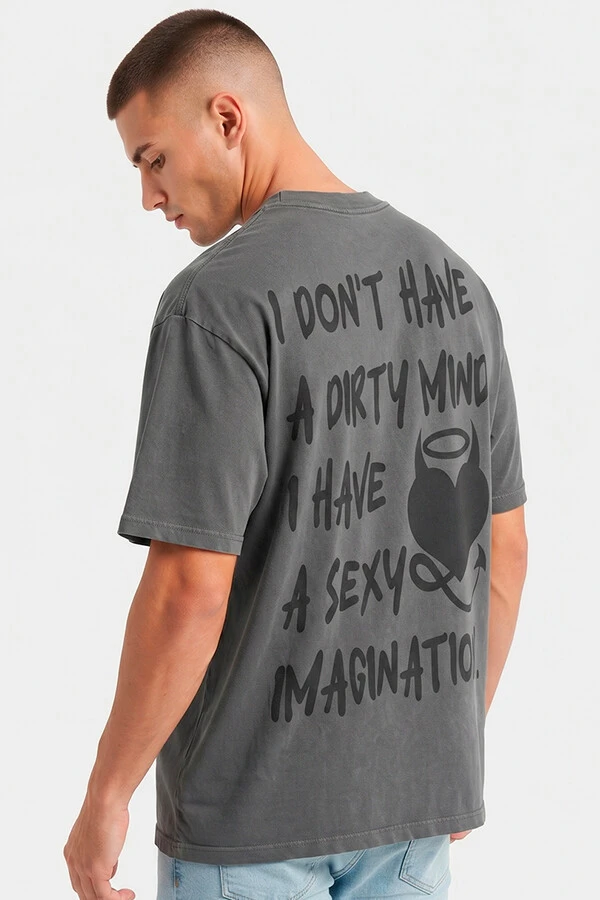 Camiseta oversized estonada chumbo Dirty Mind