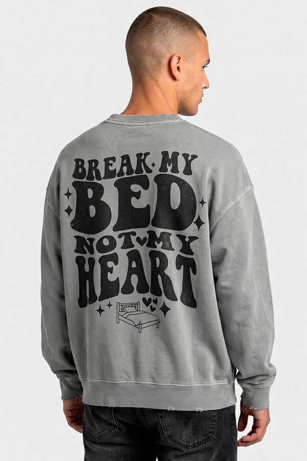 Blusa oversized de moletom estonado cinza Bed