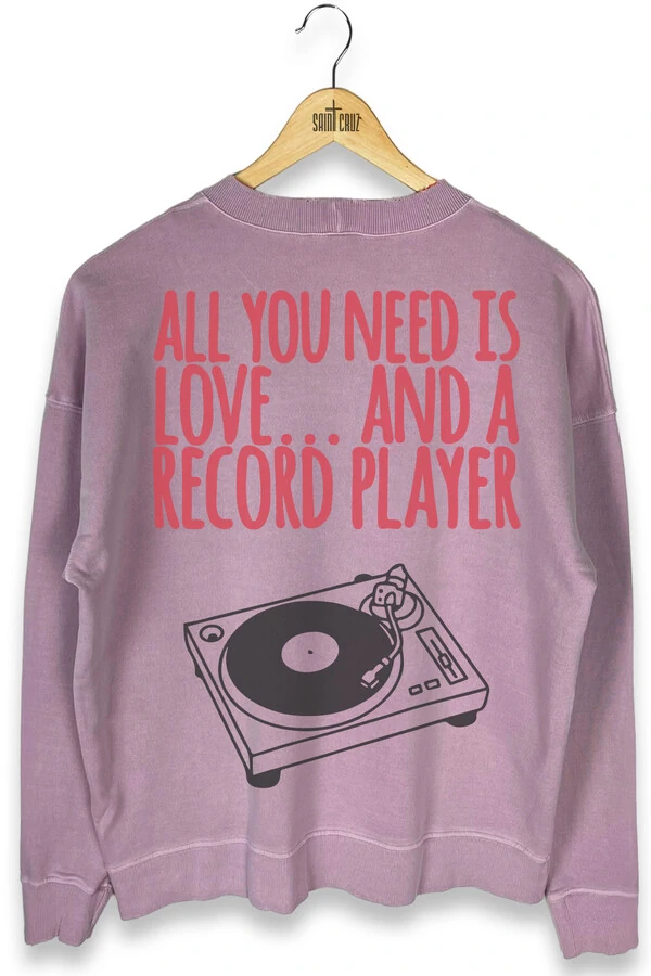 Blusa oversized de moletom estonado lilás Record Player