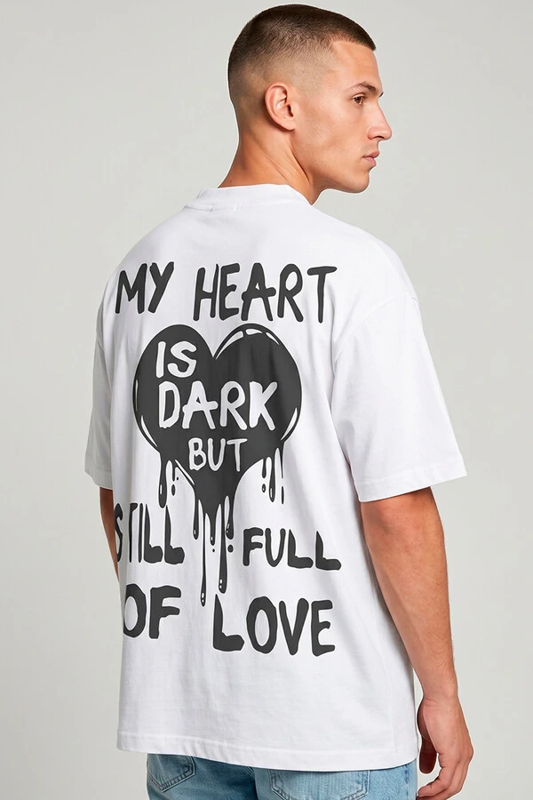 Camiseta oversized branca My Heart