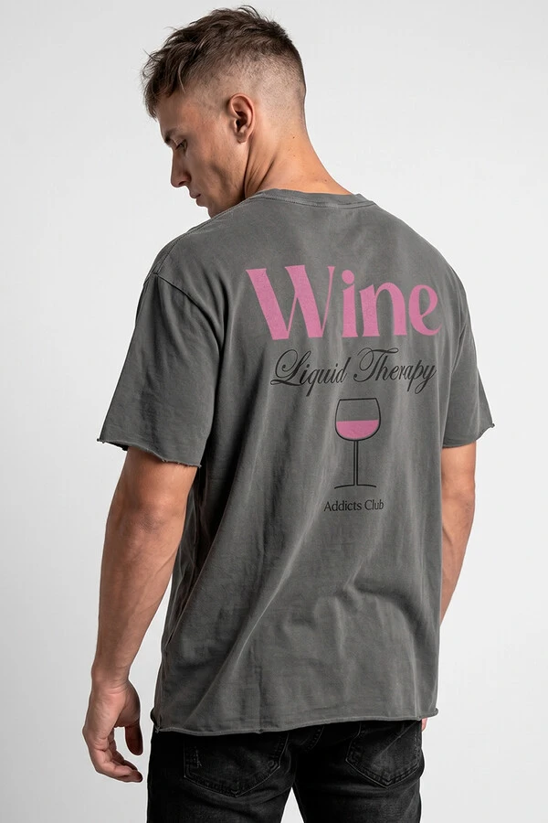 Camiseta estonada chumbo Wine