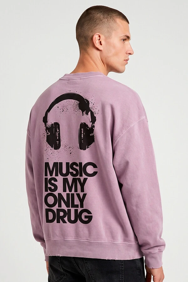 Blusa oversized de moletom estonado lilás Drug