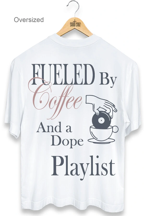 Camiseta oversized branca Playlist