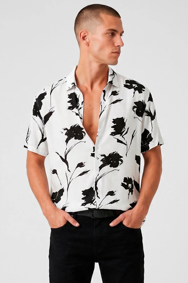 Camisa de viscose Black Flowers