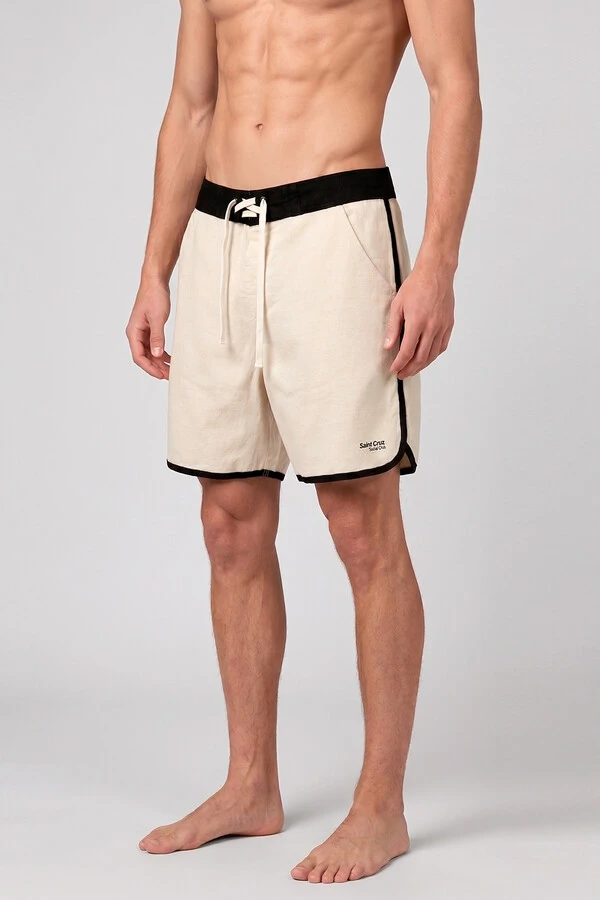 Bermuda de linho Off White e Preta