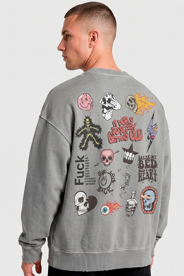 Blusa oversized de moletom estonado cinza Blend