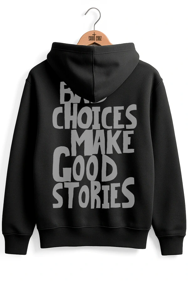 Blusa puff de moletom preto Bad Choices