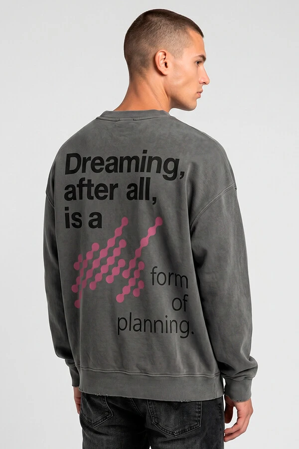Blusa oversized de moletom estonado chumbo Dreaming