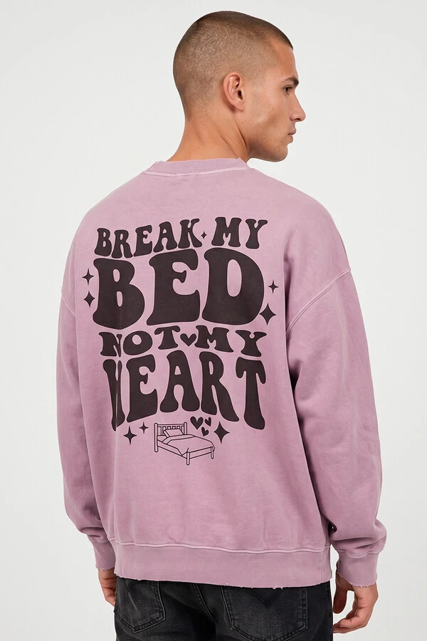 Blusa oversized de moletom estonado lilás Bed