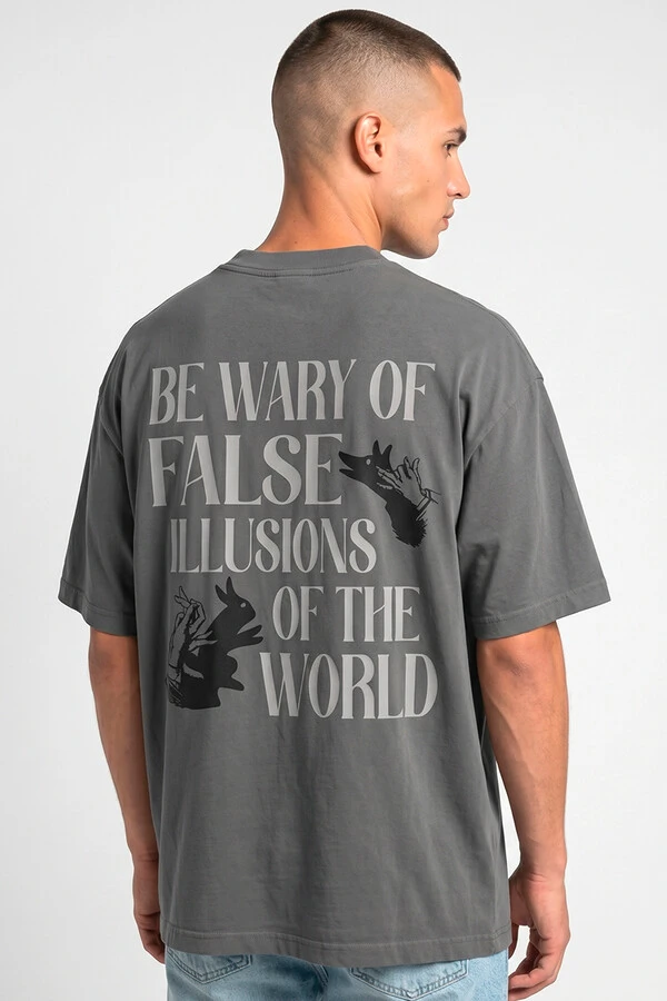 Camiseta oversized estonada chumbo False