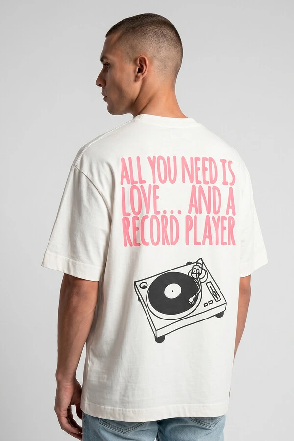 Camiseta oversized off white Record Player