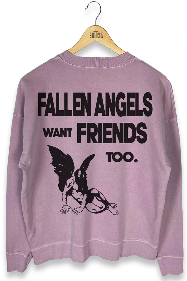 Blusa oversized de moletom estonado lilás Fallen Angels