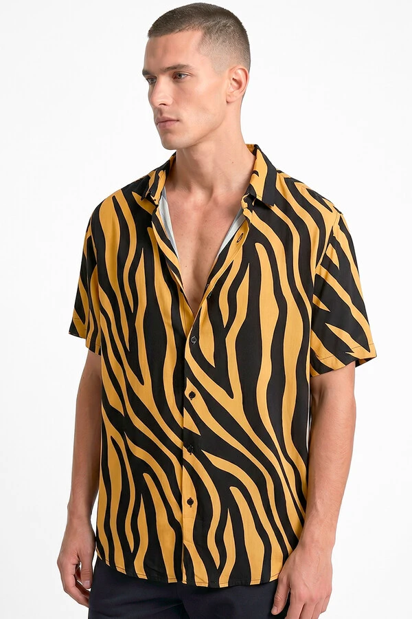 Camisa de viscose Orange Zebra