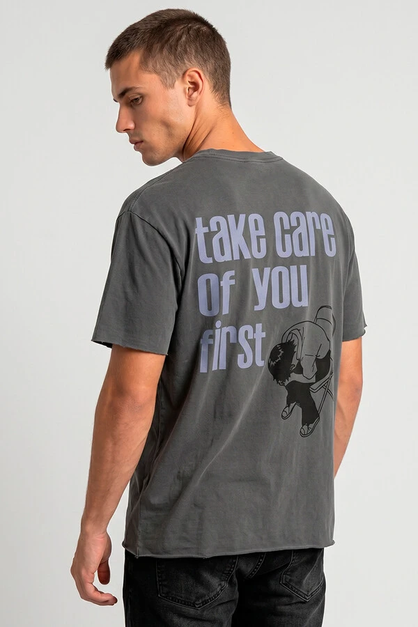 Camiseta estonada chumbo Take Care