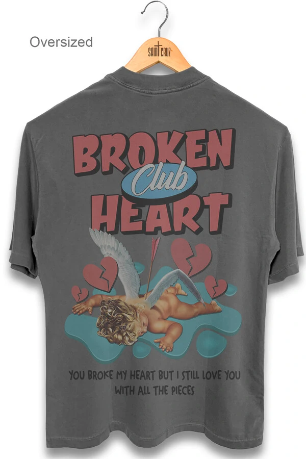 Camiseta oversized estonada chumbo Broken Heart