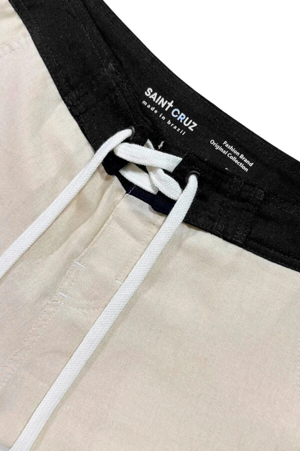 Bermuda de linho Off White e Preta