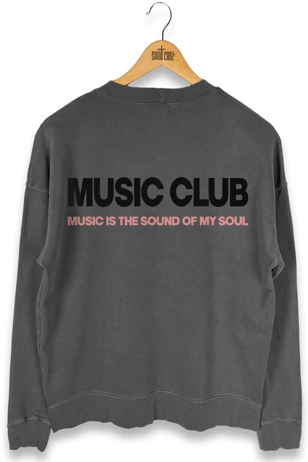 Blusa oversized de moletom estonado chumbo Music Club