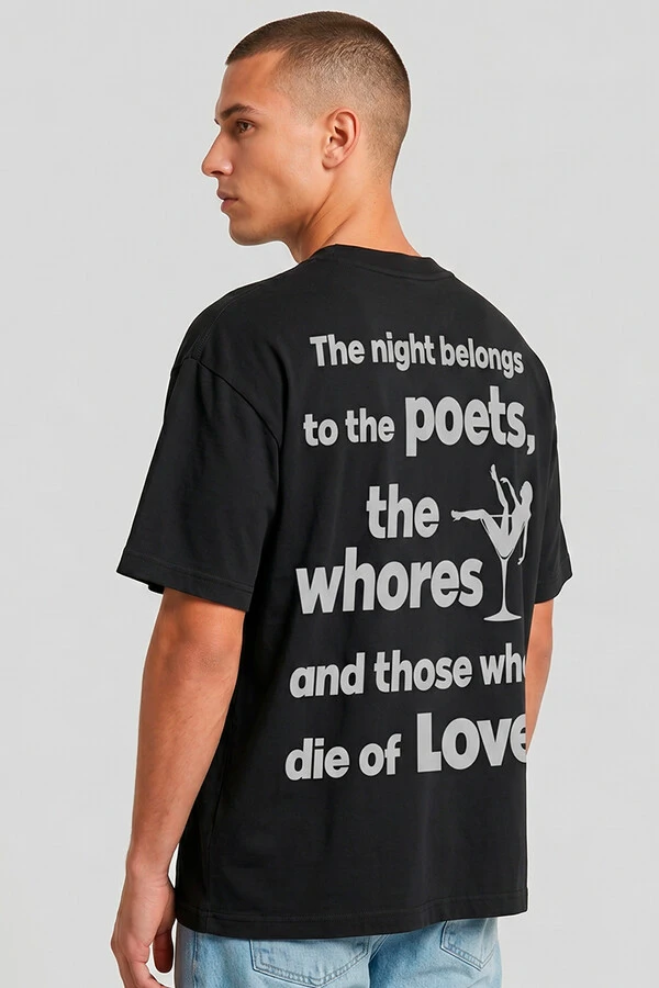 Camiseta oversized preta Poets