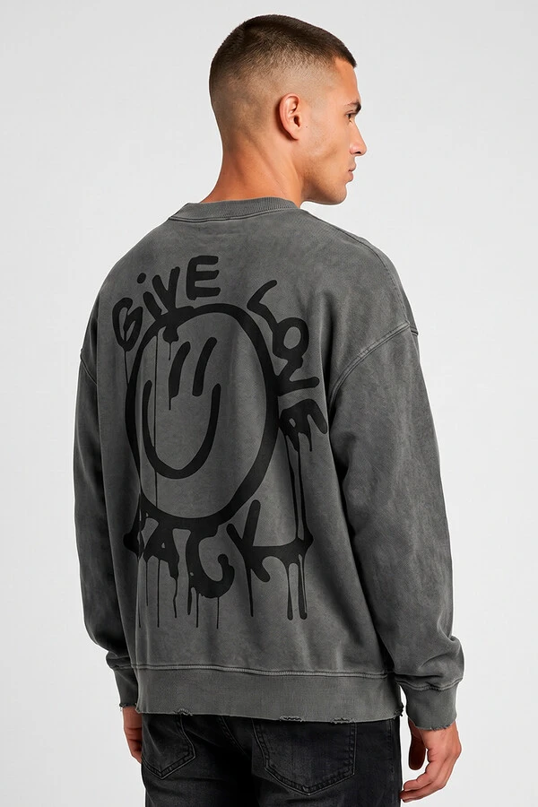 Blusa oversized de moletom estonado chumbo Give