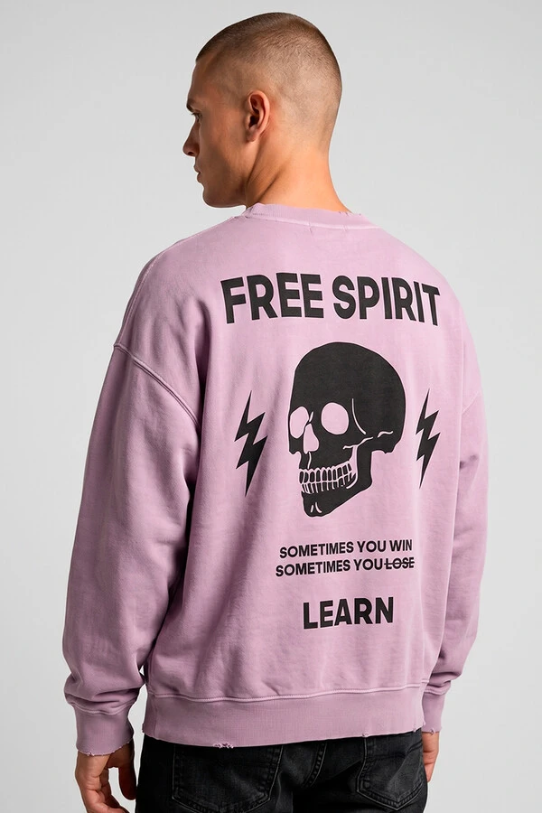 Blusa oversized de moletom estonado lilás Free
