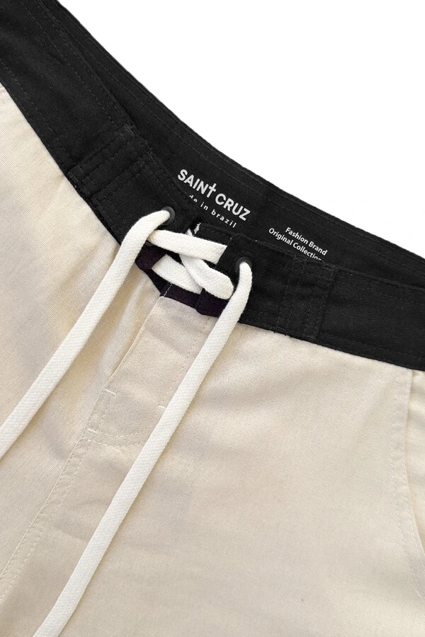 Bermuda de linho Off White e Preta