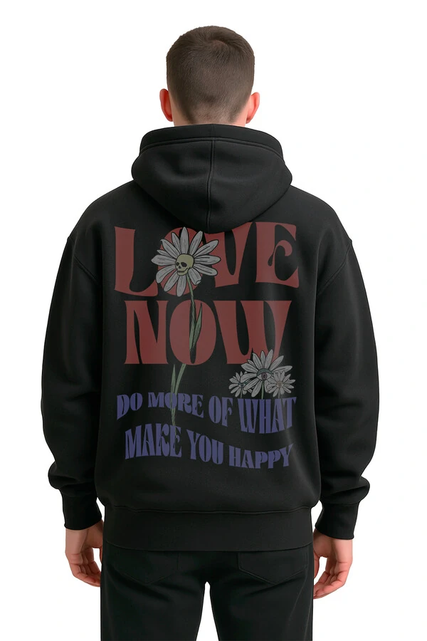 Blusa puff de moletom preto Love Now Collors