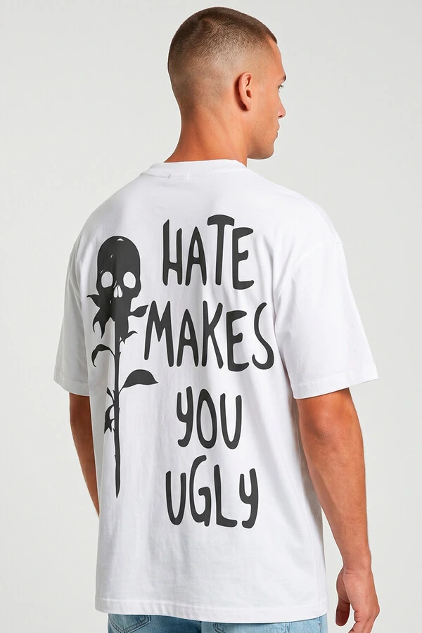 Camiseta oversized branca Hate