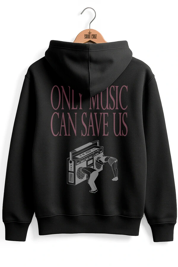 Blusa puff de moletom preta Only Music