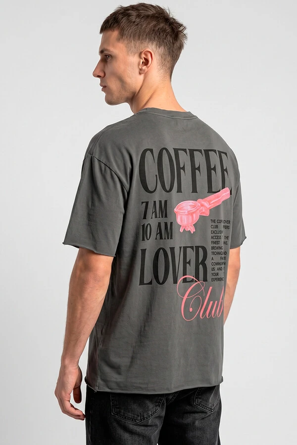 Camiseta estonada chumbo Coffee Club