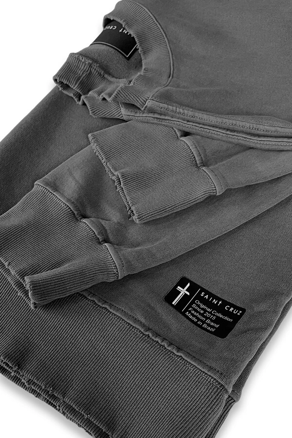 Blusa oversized de moletom estonado chumbo Basic Outlet