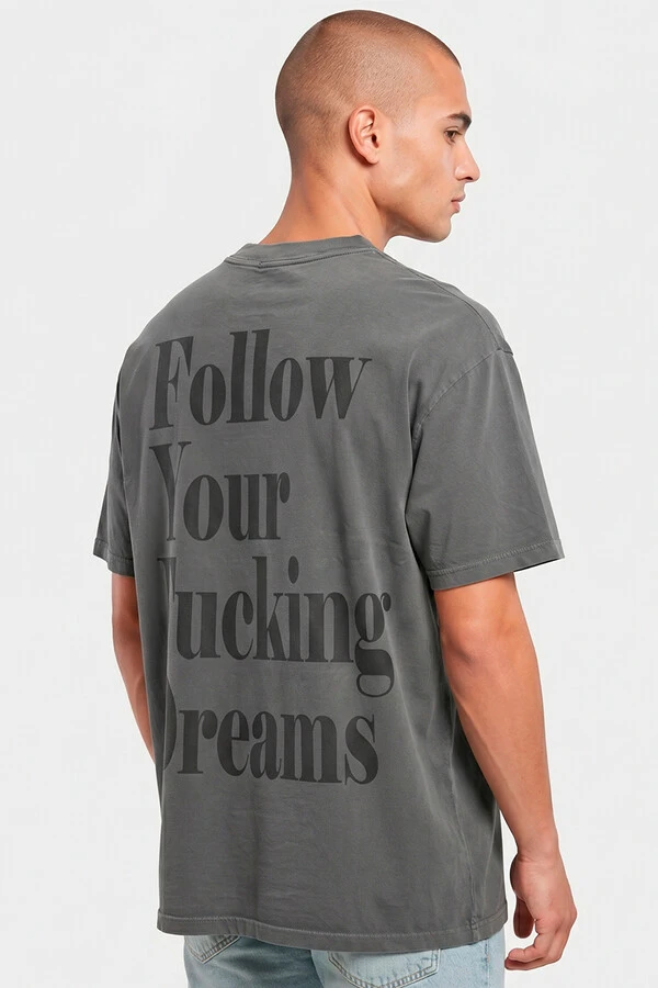 Camiseta oversized estonada chumbo Dreams Back