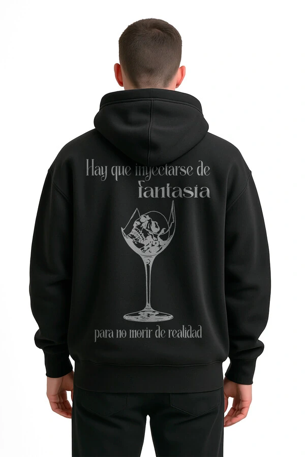 Blusa puff de moletom preto Drink