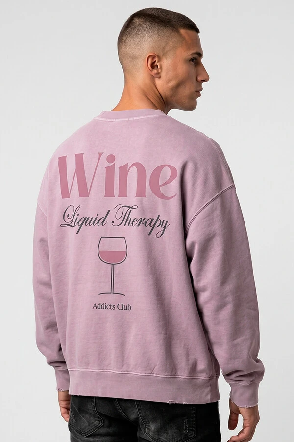 Blusa oversized de moletom estonado lilás Wine