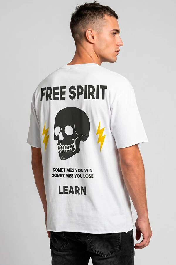 Camiseta branca Free (Preto e Amarela)
