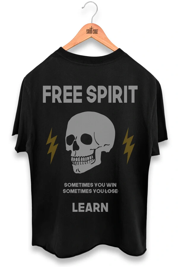 Camiseta preta Free (Branco e Amarelo)