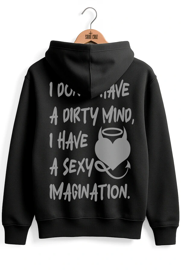 Blusa puff de moletom preto Dirty Mind