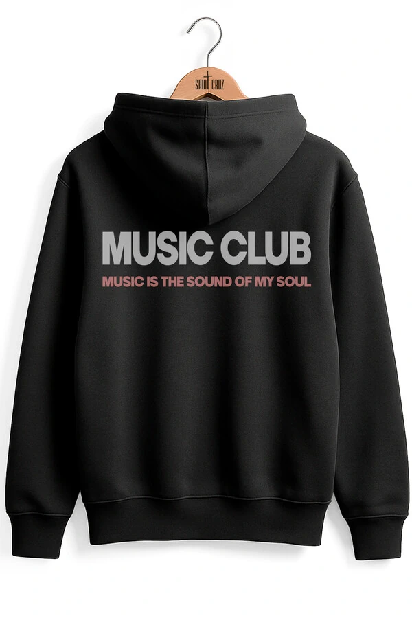 Blusa puff de moletom preto Music Club