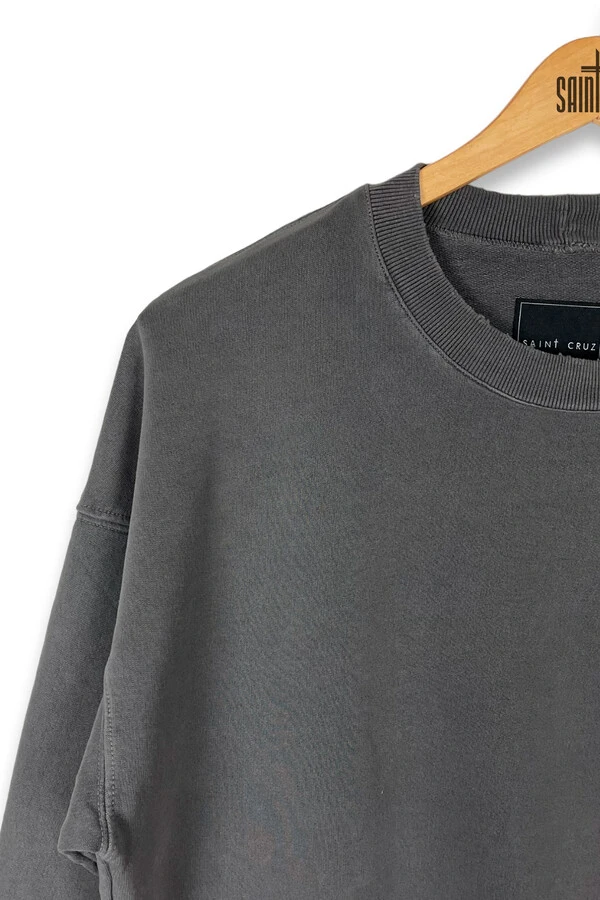 Blusa oversized de moletom estonado chumbo Enjoy The Silence Front