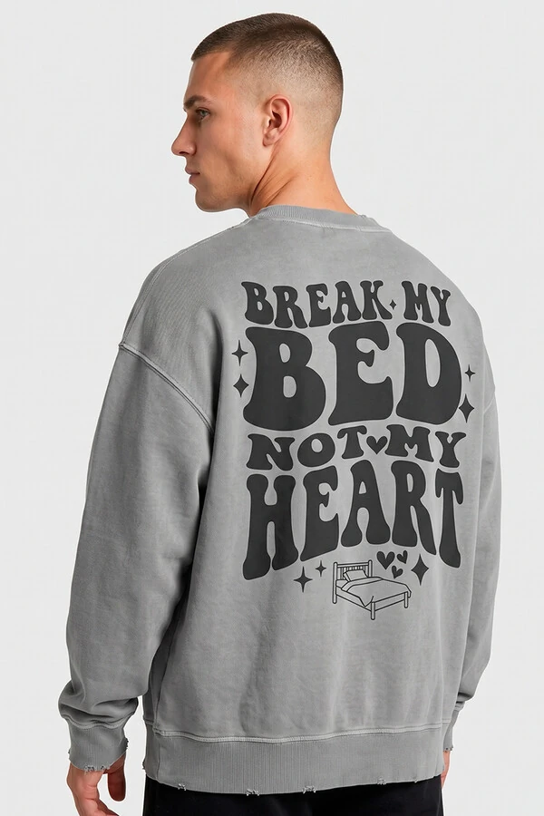 Blusa oversized de moletom estonado cinza Bed
