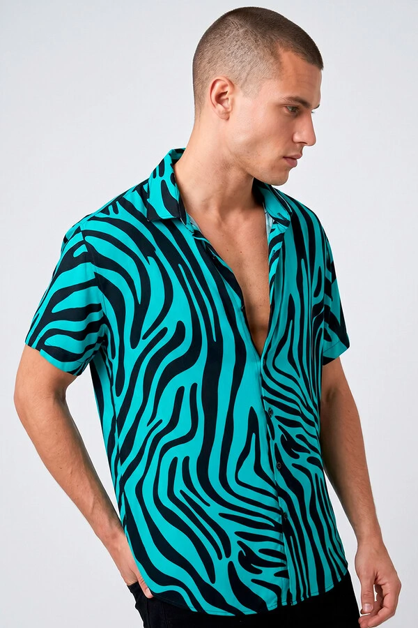 Camisa de viscose Blue Stripes