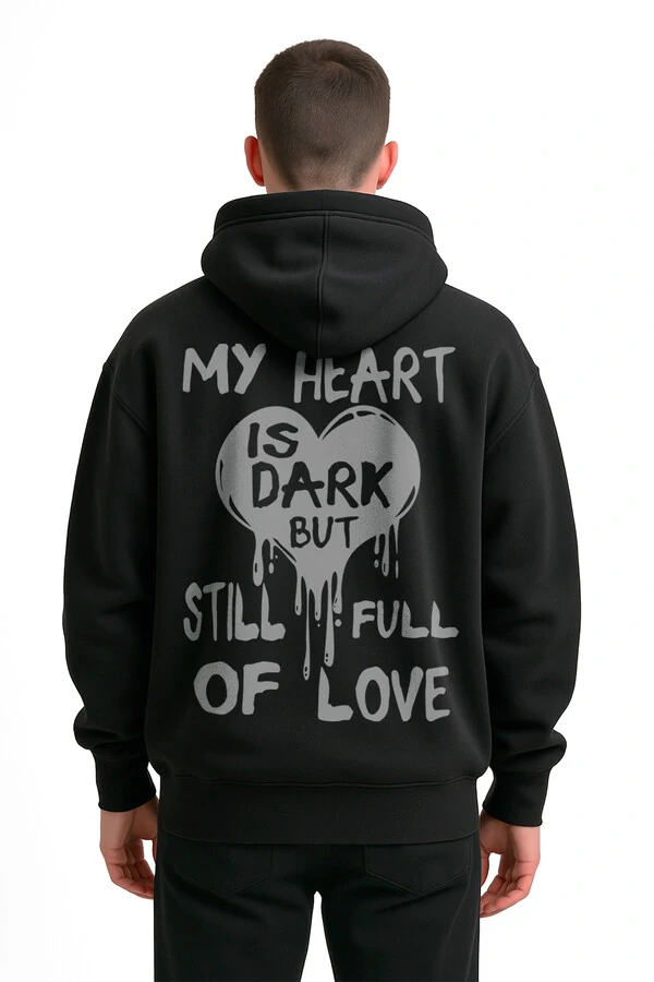 Blusa puff de moletom preto My Heart