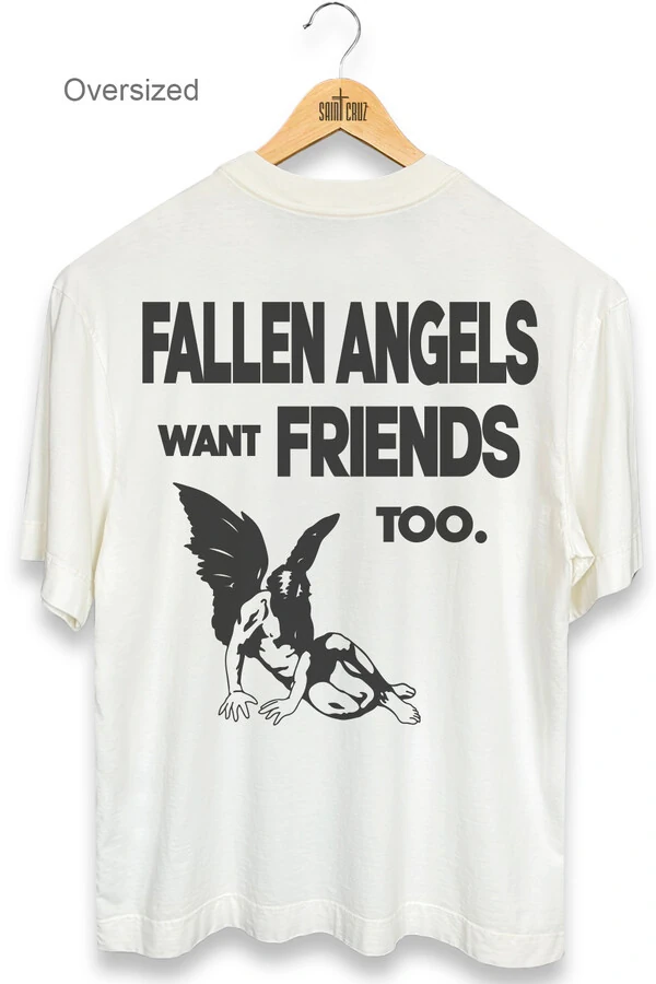 Camiseta oversized estonada off white Fallen Angels