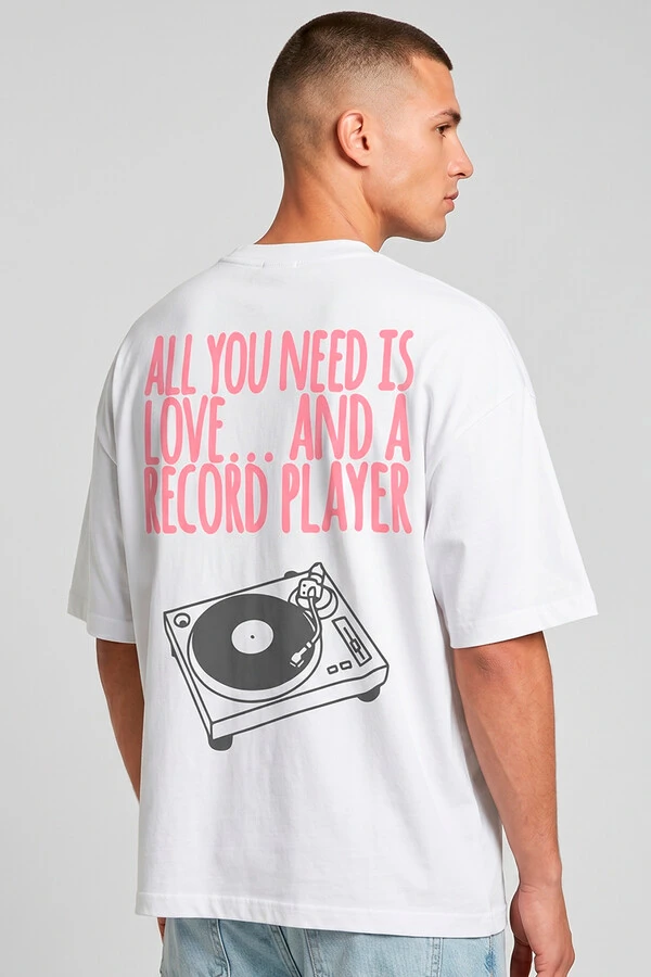 Camiseta oversized branca Record Player