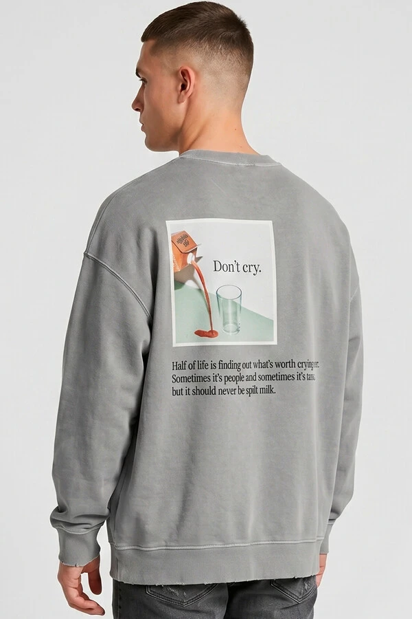 Blusa oversized de moletom estonado cinza Milk